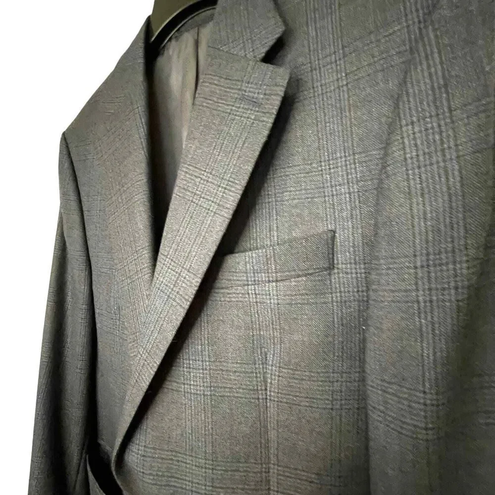 Lauren Ralph Lauren Gray‎ Glen Plaid 100% Wool Mens Sport Coat Jacket 42L